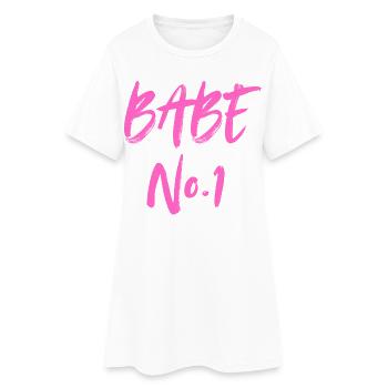 BABE No. 1 - Frauen T-Shirt-Kleid - Weiß - Vorne