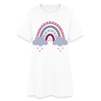 Boho Regenbogen rosa Mädchen Geburt Baby Babyparty - Frauen T-Shirt-Kleid - Weiß - Vorne