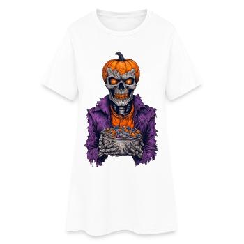 Bonbons squelette d’Halloween - Robe T-shirt Femme - blanc - Devant