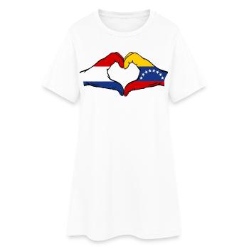Drapeau Hollande Venezuela mains forme de coeur - Robe T-shirt Femme - blanc - Devant