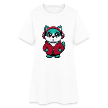 Ägäis Katze Rasse Karikatur Kawaii Tier Haustier - Frauen T-Shirt-Kleid - Weiß - Vorne