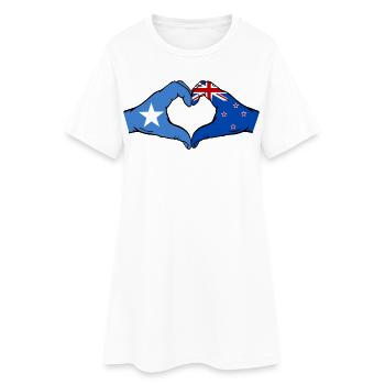 Drapeau de la Nouvelle-Zélande Mains Forme de cœur - Robe T-shirt Femme - blanc - Devant