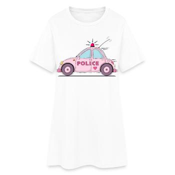 Voiture de Police Police Rose - Robe T-shirt Femme - blanc - Devant