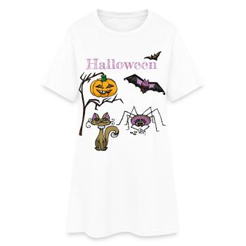 Conception de citrouille et de chauve-souris d’Halloween - Robe T-shirt Femme - blanc - Devant