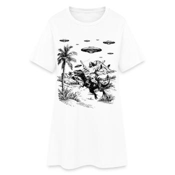 Jesus Dinosaurier Fantasy Humor Religion Meme - Frauen T-Shirt-Kleid - Weiß - Vorne