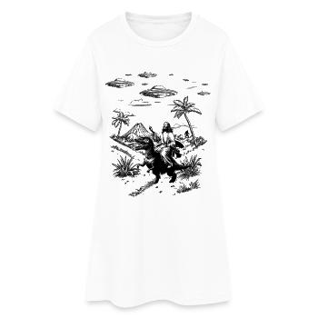 Jesus Dinosaurier Meme Humor Religion Fantasy - Frauen T-Shirt-Kleid - Weiß - Vorne