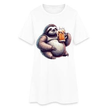 Dad Bod Bierbauch Bier Faultier Geschenk - Frauen T-Shirt-Kleid - Weiß - Vorne