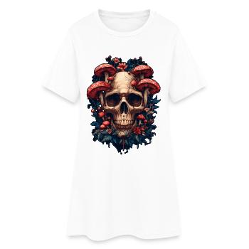 Crâne Champignons Crâne Grunge Cottagecore - Robe T-shirt Femme - blanc - Devant