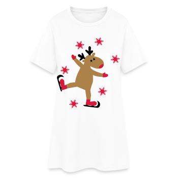 Drôle d’orignal pour Noël - Robe T-shirt Femme - blanc - Devant