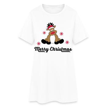 Merry Christmas Greetings - Women’s T-Shirt Dress - white - Front