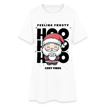 Weihnachten Pullover - Weihnachtsmann, Geschenk - Frauen T-Shirt-Kleid - Weiß - Vorne