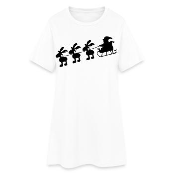 Weihnachtsmann mit Schlitten - Frauen T-Shirt-Kleid - Weiß - Vorne