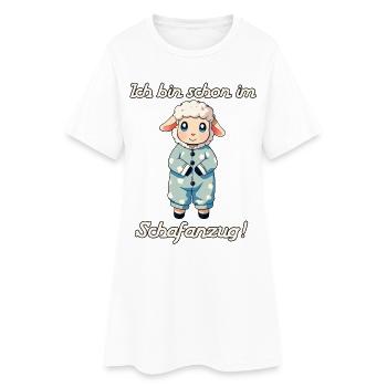 Ich bin schon im Schafanzug - Frauen T-Shirt-Kleid - Weiß - Vorne