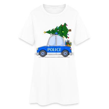 Voiture de police Police Noël - Robe T-shirt Femme - blanc - Devant