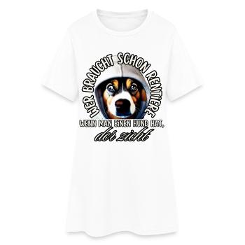Hund zieht: Rentier überflüssig - Frauen T-Shirt-Kleid - Weiß - Vorne