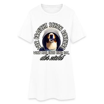 Hund im Hoodie zieht - Frauen T-Shirt-Kleid - Weiß - Vorne