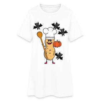 Erdnuss Kürbis Halloween Koch Köche Kinder - Frauen T-Shirt-Kleid - Weiß - Vorne