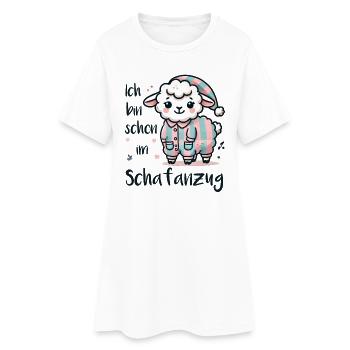 Ich bin schon im Schafanzug - Frauen T-Shirt-Kleid - Weiß - Vorne