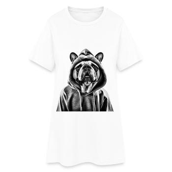 Motif de sweat à capuche Bulldog noir et blanc - Robe T-shirt Femme - blanc - Devant