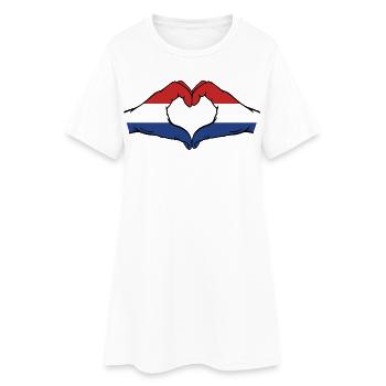Holland Flagge Hände Herzform - Frauen T-Shirt-Kleid - Weiß - Vorne