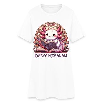 Axolotl Drinnen Enthusiast Buch Bücher Geschenk - Frauen T-Shirt-Kleid - Weiß - Vorne