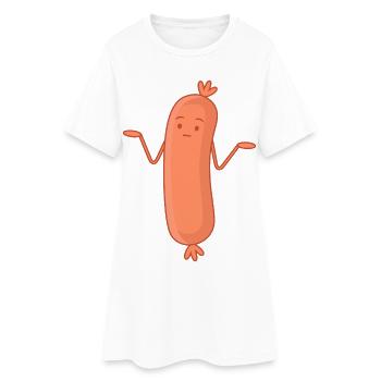 Bockwurst Wurst Achselzucken Wurscht Wurst Egal - Frauen T-Shirt-Kleid - Weiß - Vorne