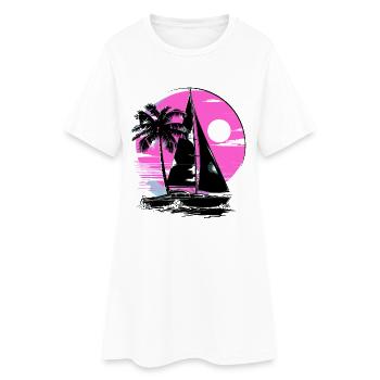 Cartoon Segeln - Frauen T-Shirt-Kleid - Weiß - Vorne