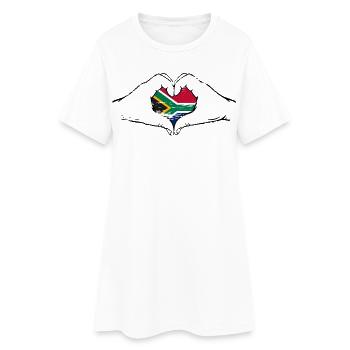 Drapeau de l’Afrique du Sud mains en forme de coeur utilisé - Robe T-shirt Femme - blanc - Devant