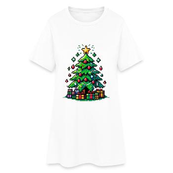Gamer Pixel Xmas Tree – Retro Christmas Vibes! - Women’s T-Shirt Dress - white - Front