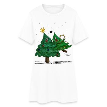 De jolis sapins de Noël - Robe T-shirt Femme - blanc - Devant