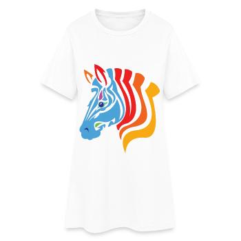 zebra - Frauen T-Shirt-Kleid - Weiß - Vorne