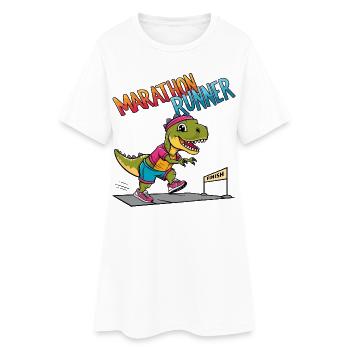 T-Rex Marathonien - Robe T-shirt Femme - blanc - Devant