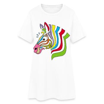 zèbre multicolore - Robe T-shirt Femme - blanc - Devant
