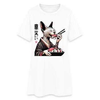 Sushi Sphynx Cat Maki Kimono Cadeau - Robe T-shirt Femme - blanc - Devant