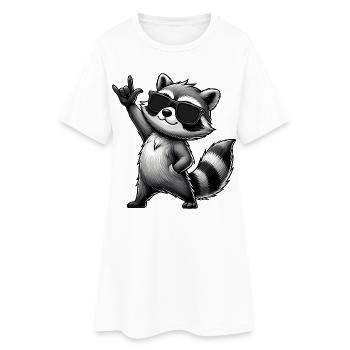 raton laveur avec pose de roche raton laveur musicien de musique rock - Robe T-shirt Femme - blanc - Devant