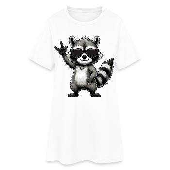 raton laveur avec pose de roche raton laveur musicien de musique rock - Robe T-shirt Femme - blanc - Devant