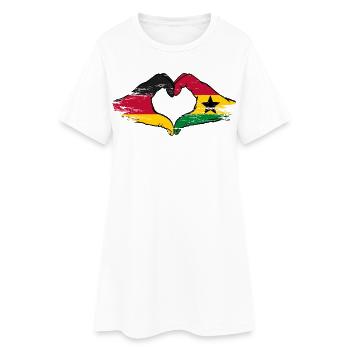 Germany Ghana Flag Hands Heart Shape Used - Women’s T-Shirt Dress - white - Front
