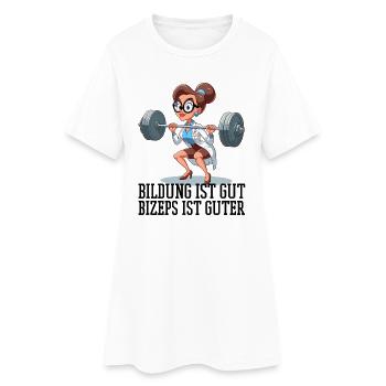 Bildung Bizeps witzig Gym Frau Geschenk - Frauen T-Shirt-Kleid - Weiß - Vorne