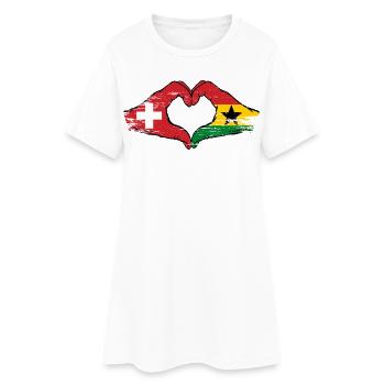 Suisse Ghana drapeau mains forme de coeur utilisé - Robe T-shirt Femme - blanc - Devant