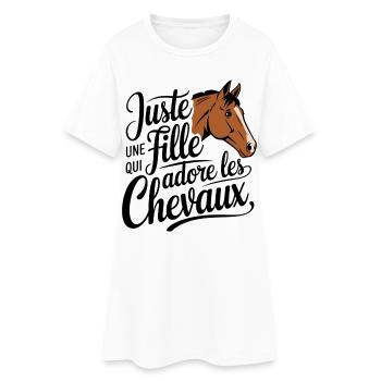 Juste Une Fille Qui Adore Les Chevaux Équitation - Robe T-shirt Femme - blanc - Devant