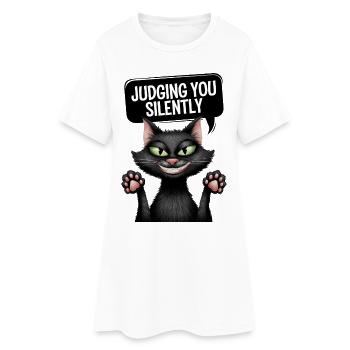 Vous juger silencieusement drôle Cat Design - Robe T-shirt Femme - blanc - Devant