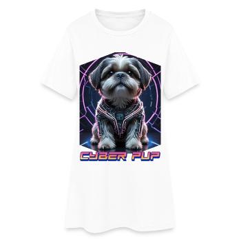 Cyber Pup Shih Tzu Dog - Women’s T-Shirt Dress - white - Front