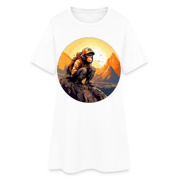 Affen Wandern / Bergsteiger Affe - Frauen T-Shirt-Kleid - Weiß - Vorne