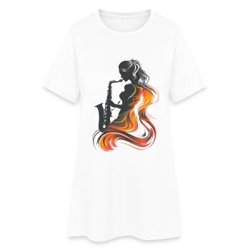 Saxophoniste Conception graphique - Robe T-shirt Femme - blanc - Devant