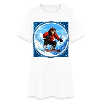 Singe de ski - Robe T-shirt Femme - blanc - Devant
