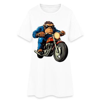 Motard Singe - Robe T-shirt Femme - blanc - Devant