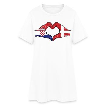 Croatie Danemark drapeau mains forme de coeur utilisé - Robe T-shirt Femme - blanc - Devant