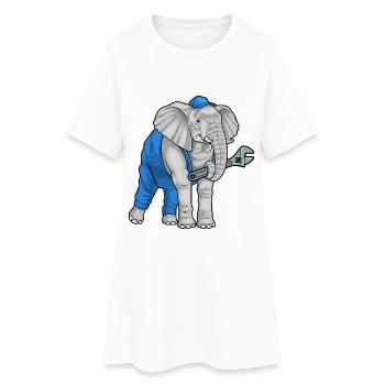 Atelier de clé mécanique pour éléphants - Robe T-shirt Femme - blanc - Devant