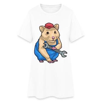 Hamster Mechanic Wrench - Women’s T-Shirt Dress - white - Front