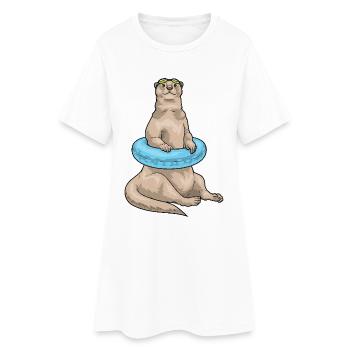 Été de la nage dans le ring de natation de la loutre - Robe T-shirt Femme - blanc - Devant